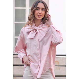 CAMISA POPELÍN ROSA LAZADA