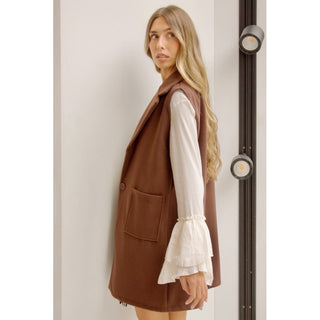 CHALECO DE PAÑO CHOCOLATE