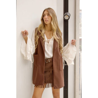 CHALECO DE PAÑO CHOCOLATE