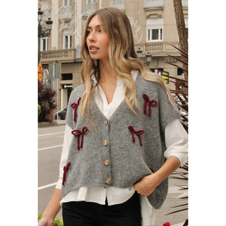 CHALECO GRIS LAZADAS BURDEOS