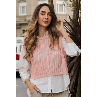 CHALECO ROSA GANCHILLO