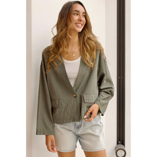 CHAQUETA  VERDE BOTÓN