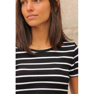 CROPPED TOP STRIPES NEGRO