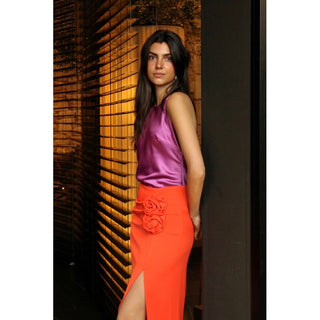 FALDA ROSETONES CORAL
