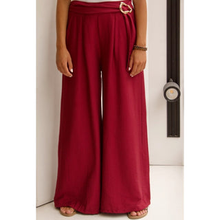 PANTALÓN BURDEOS CINTO HEBILLA
