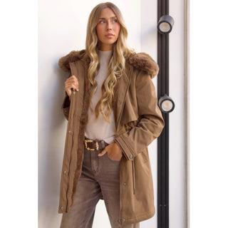 PARKA KHAKI FORRADA DE PELO