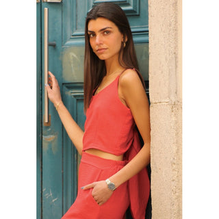 TOP TIRANTES ROJO ESPALDA NUDO