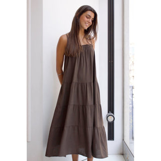 VESTIDO CHOCOLATE LINO TIRANTES