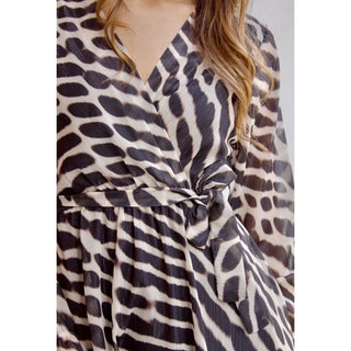 VESTIDO CORTO DE GASA ZEBRA PRINT