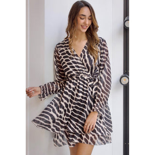 VESTIDO CORTO DE GASA ZEBRA PRINT