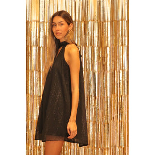 VESTIDO DE GASA BABYDOLL DESTELLOS PLATEDOS