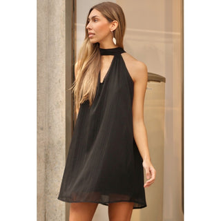 VESTIDO DE GASA BABYDOLL DESTELLOS PLATEDOS