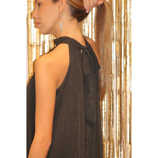 VESTIDO DE GASA BABYDOLL DESTELLOS PLATEDOS