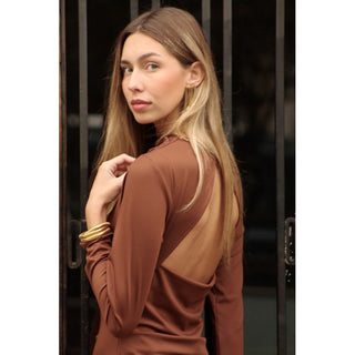 VESTIDO DRAPEADO NEOPRENO CHOCOLATE