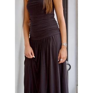 VESTIDO DRAPEADO PALABRA DE HONOR NEGRO