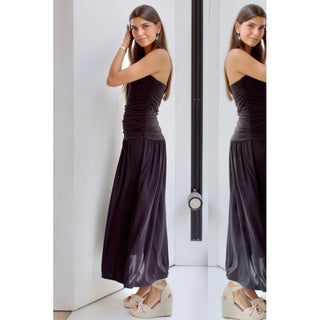 VESTIDO DRAPEADO PALABRA DE HONOR NEGRO