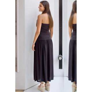 VESTIDO DRAPEADO PALABRA DE HONOR NEGRO