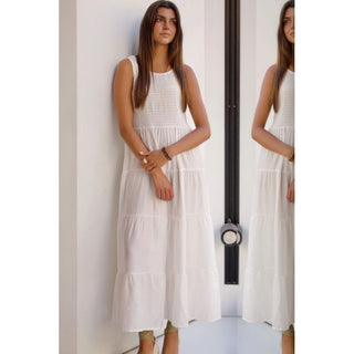 VESTIDO NIDO DE ABEJA BLANCO