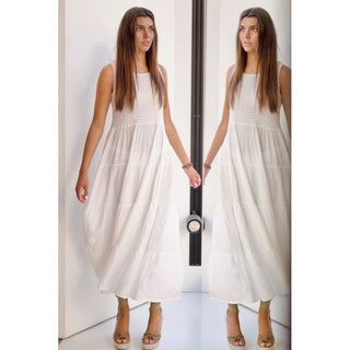 VESTIDO NIDO DE ABEJA BLANCO