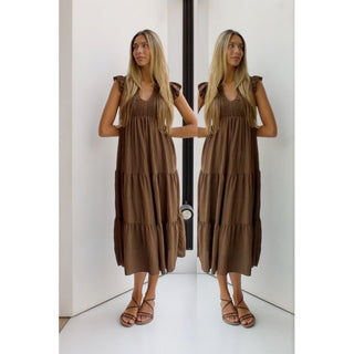 VESTIDO NIDO DE ABEJA CHOCOLATE