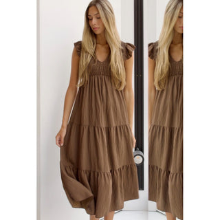 VESTIDO NIDO DE ABEJA CHOCOLATE