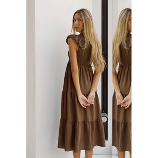 VESTIDO NIDO DE ABEJA CHOCOLATE