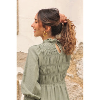 VESTIDO OLIVA NIDO DE ABEJA