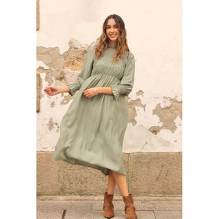 VESTIDO OLIVA NIDO DE ABEJA