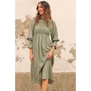 VESTIDO OLIVA NIDO DE ABEJA