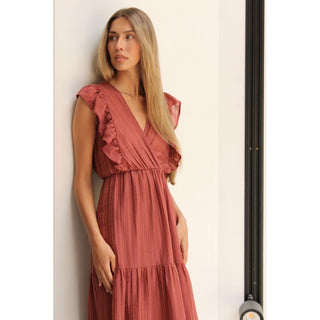 VESTIDO VOLANTES CORAL