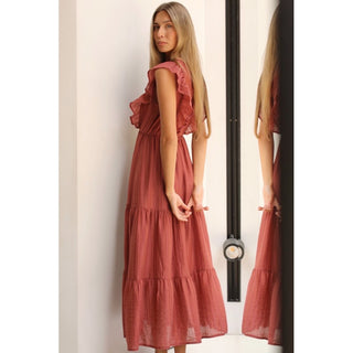 VESTIDO VOLANTES CORAL